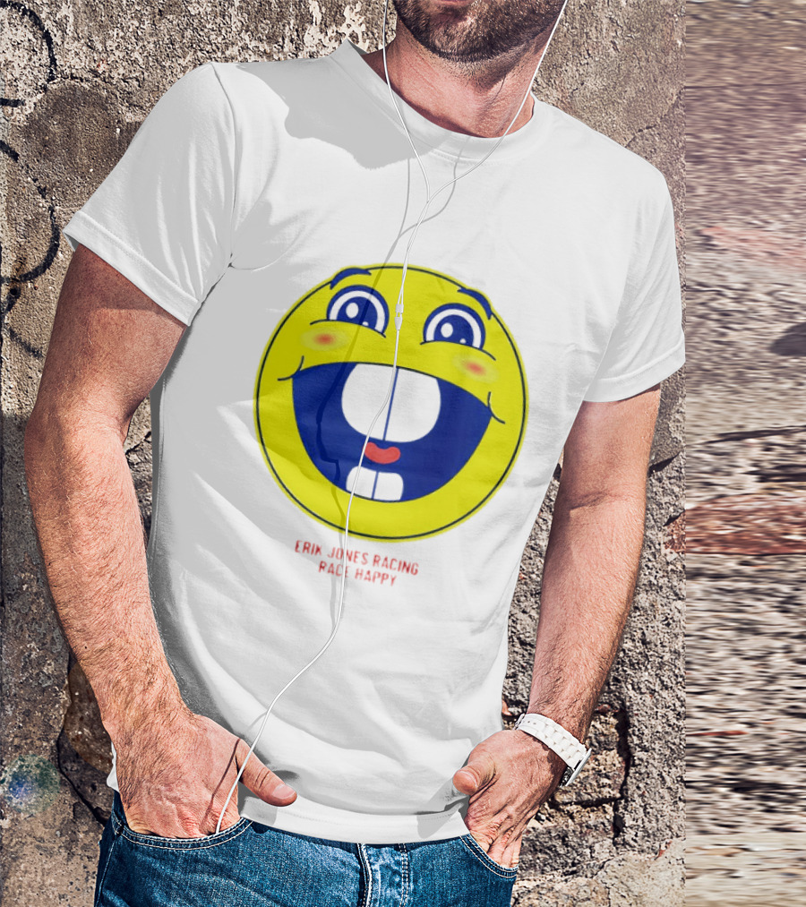 Erik Jones Racing Race Happy Yellow Smiley Face T-Shirt