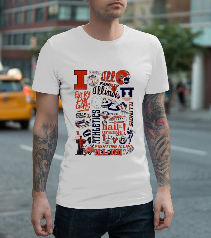 Illinois Fighting Illini Athletics Symbols Illini Orange Blue Football Basketball Golf Illini Till I Die T-Shirt