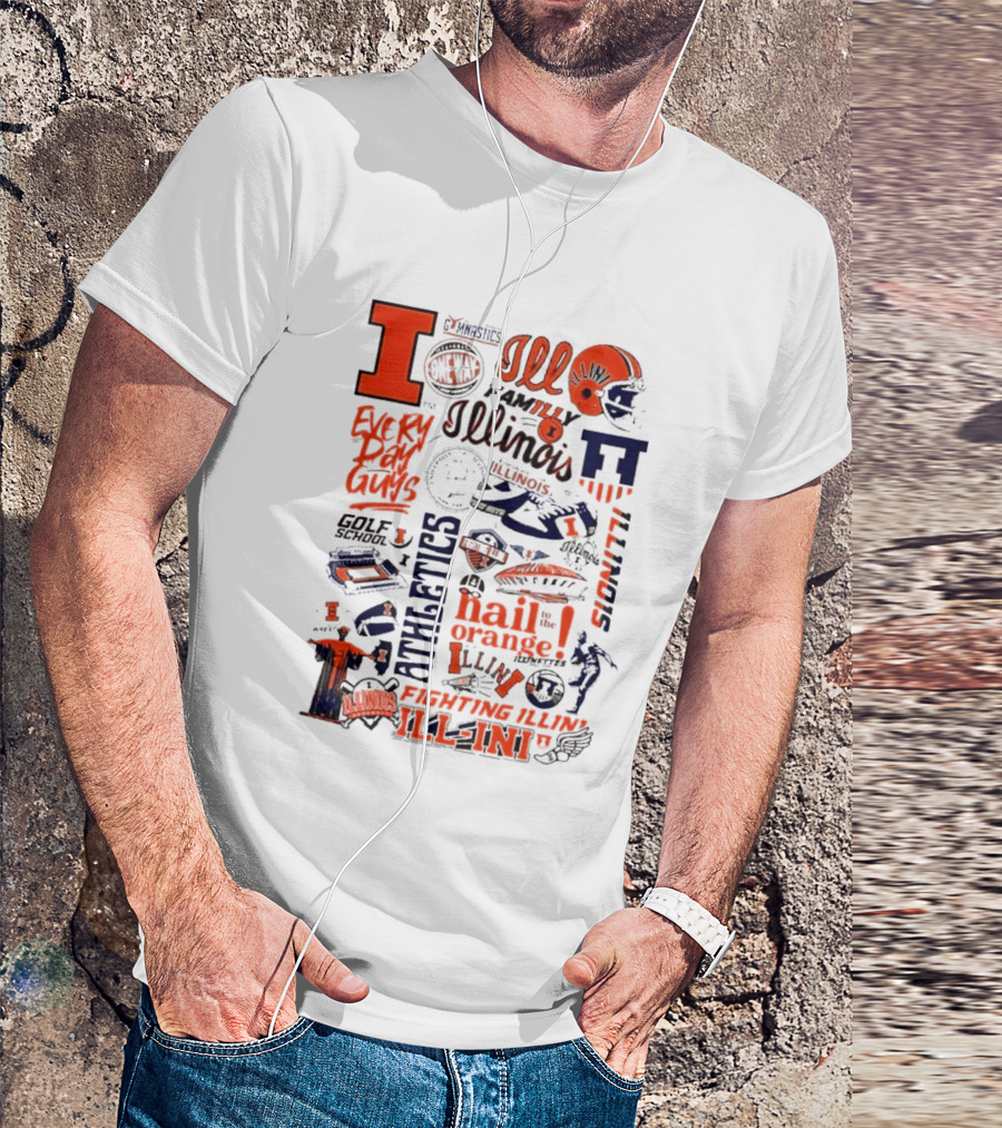 Illinois Fighting Illini Athletics Symbols Illini Orange Blue Football Basketball Golf Illini Till I Die T-Shirt