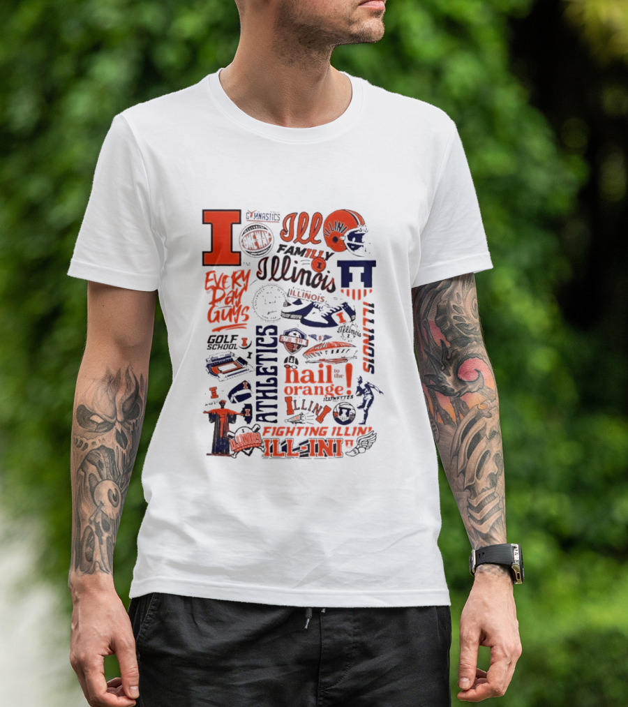 Illinois Fighting Illini Athletics Symbols Illini Orange Blue Football Basketball Golf Illini Till I Die T-Shirt