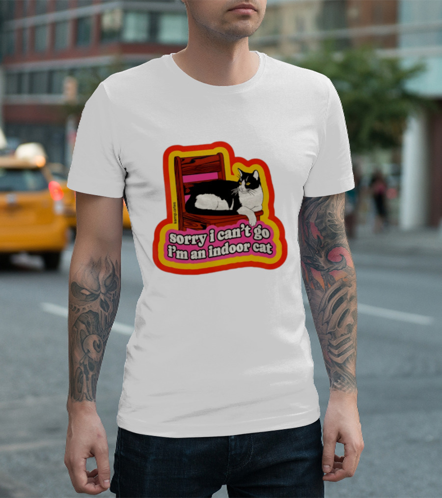 Indoor Cat Humor Sorry I Can't Go Vintage Feline Vibes T-Shirt