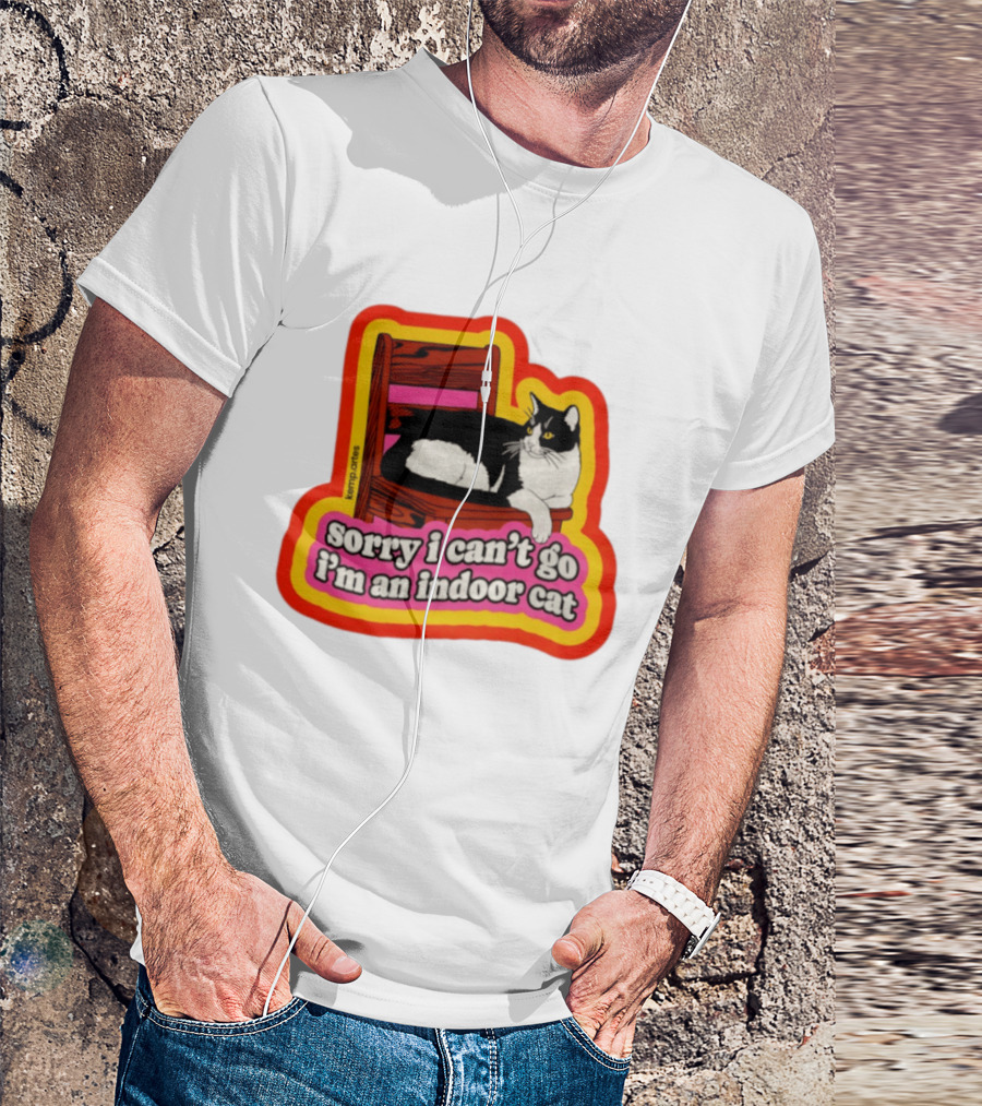 Indoor Cat Humor Sorry I Can't Go Vintage Feline Vibes T-Shirt