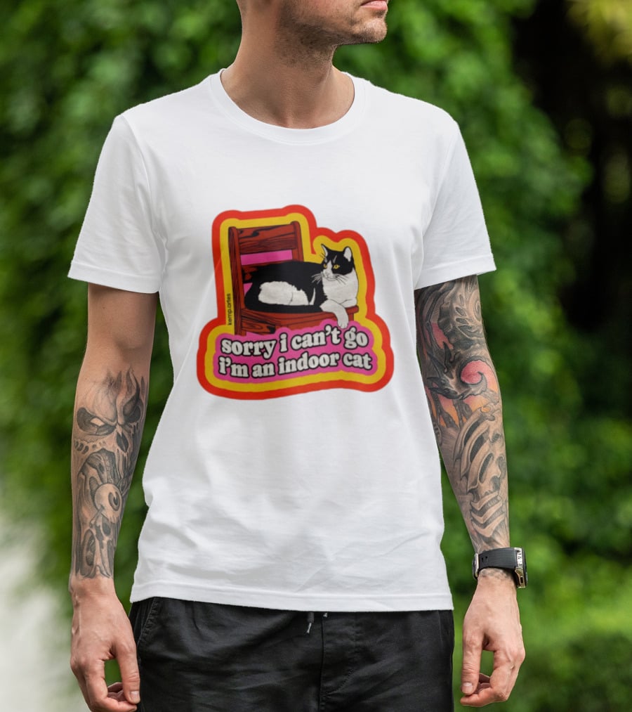 Indoor Cat Humor Sorry I Can't Go Vintage Feline Vibes T-Shirt