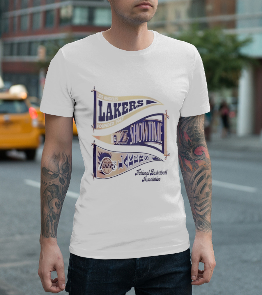 Lakers Showtime Banners Los Angeles Basketball Association T-Shirt