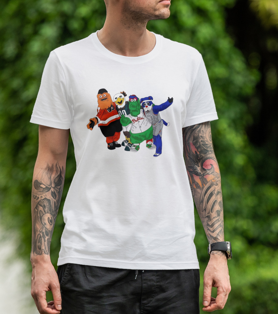 Philly Mascots Gritty Swoop Phanatic Franklin 2026 Sports Characters T-Shirt