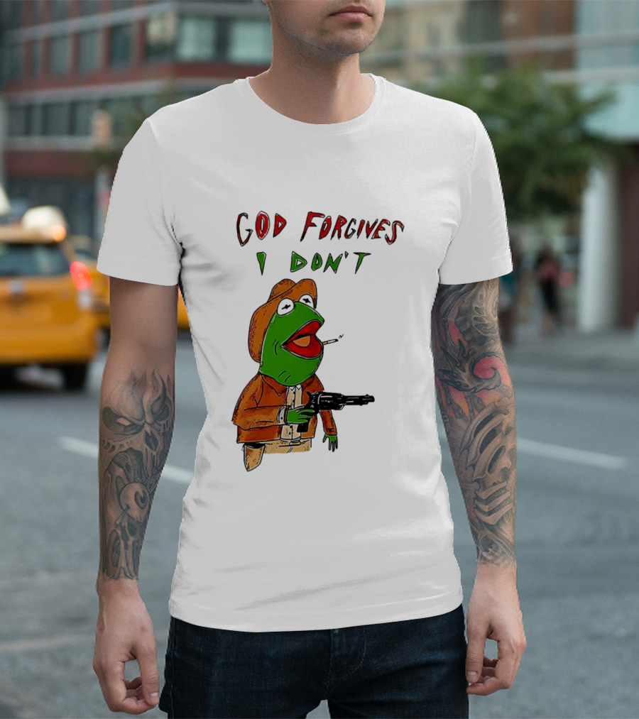 Yeehaw Kermit God Forgives I Don't Cowboy Humor T-Shirt