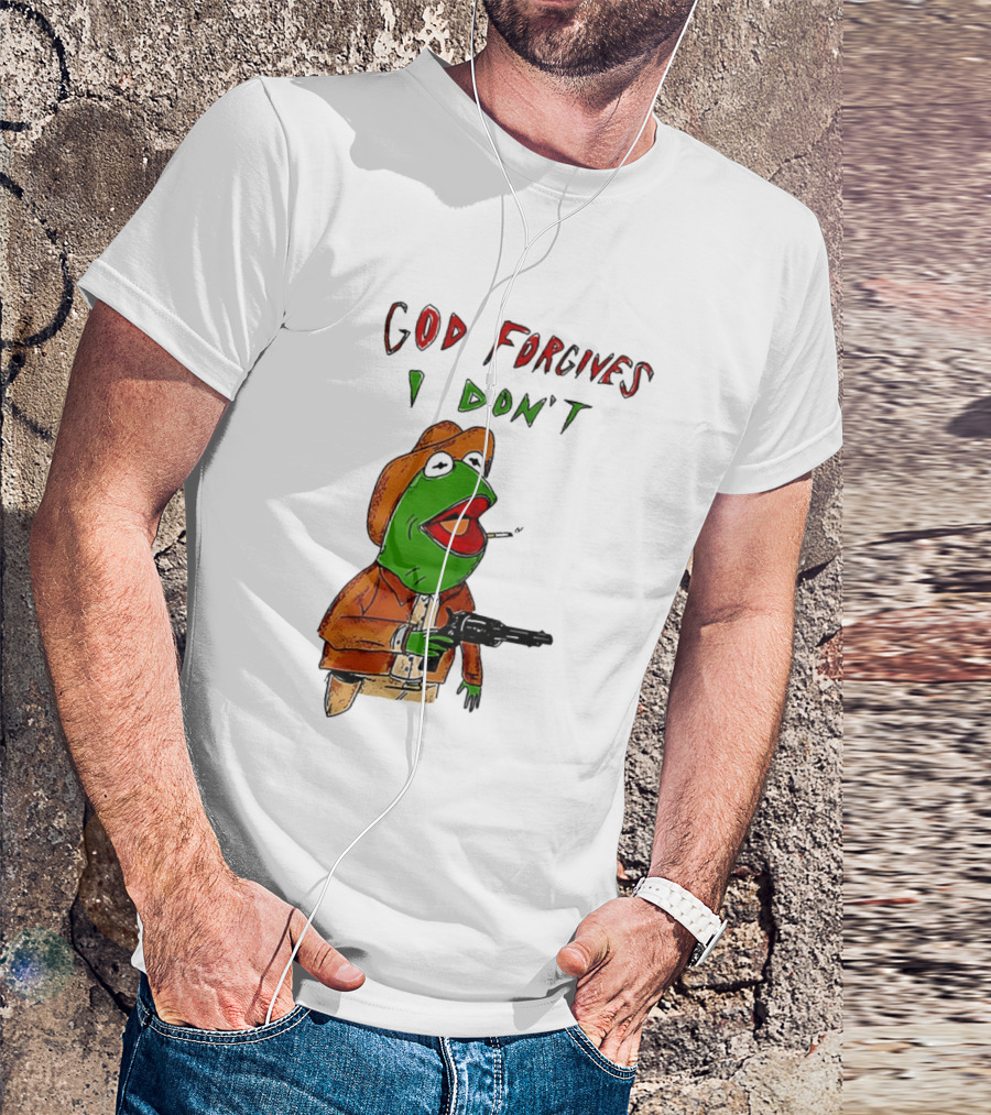 Yeehaw Kermit God Forgives I Don't Cowboy Humor T-Shirt