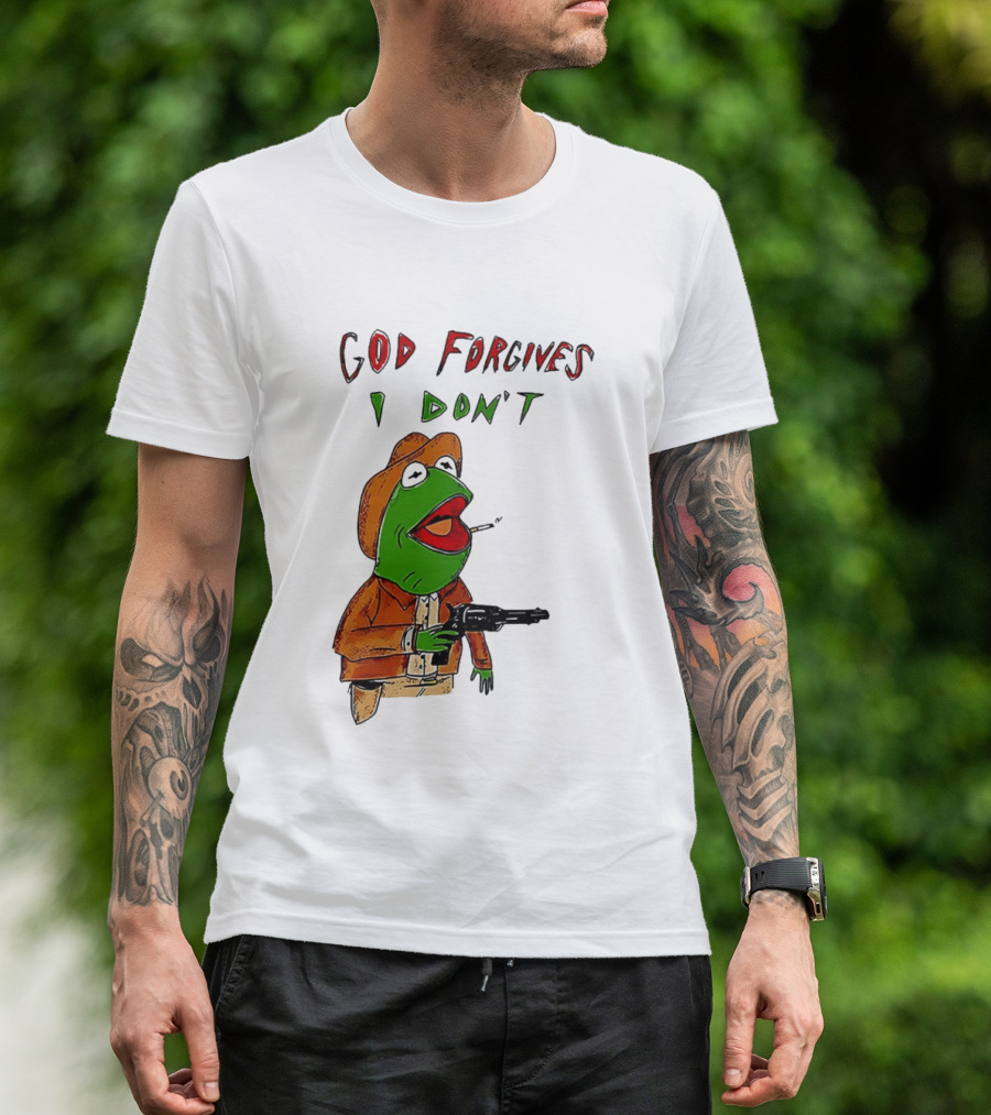 Yeehaw Kermit God Forgives I Don't Cowboy Humor T-Shirt