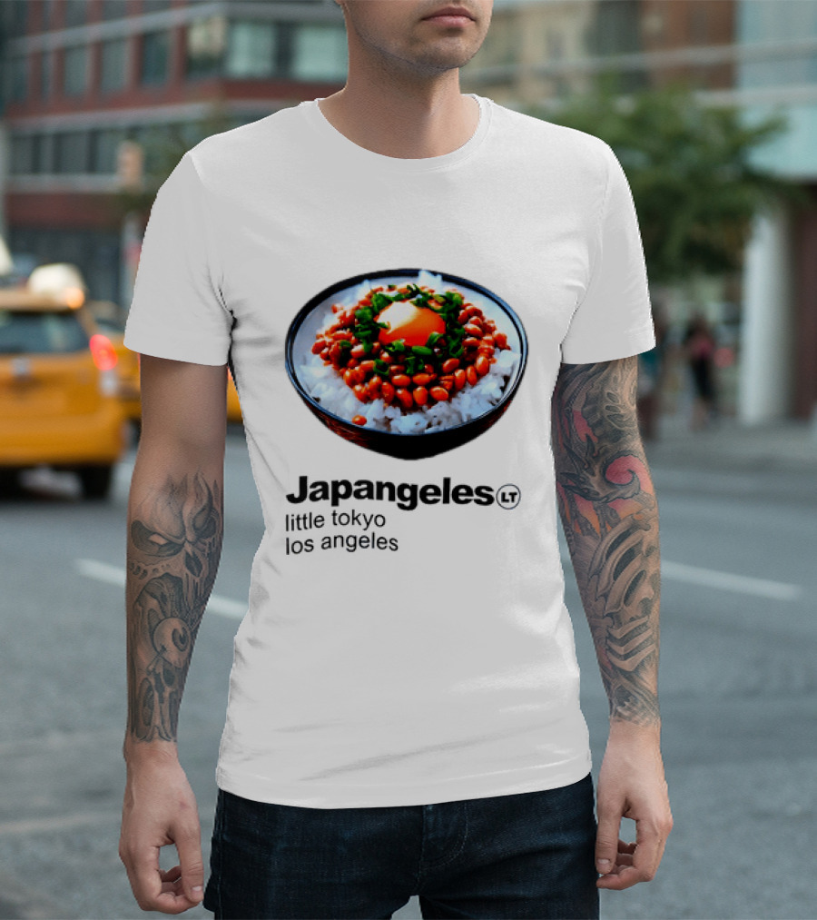 Japangeles Little Tokyo Los Angeles Natto Gohan Bowl With Egg And Scallions T-Shirt