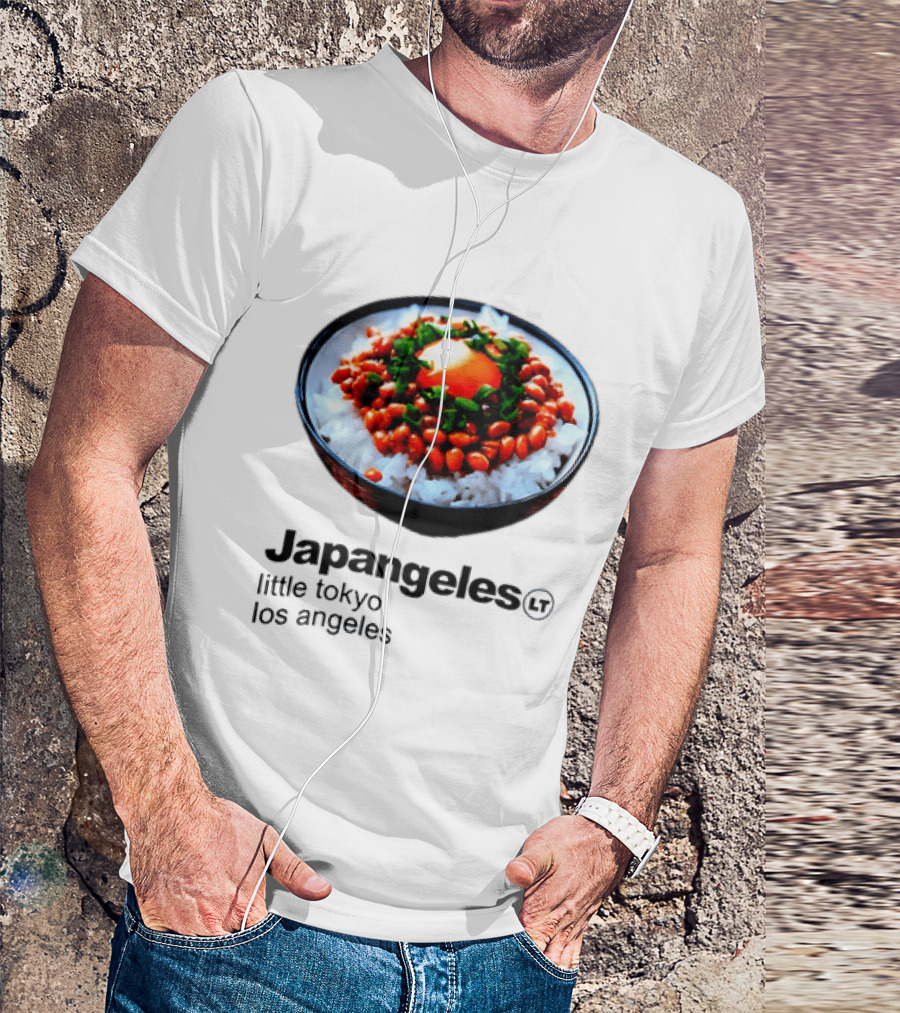 Japangeles Little Tokyo Los Angeles Natto Gohan Bowl With Egg And Scallions T-Shirt