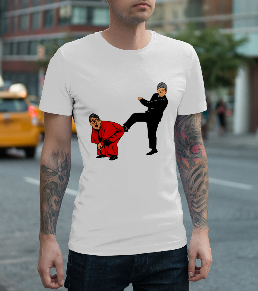 Kicking Random Man Up The Arse Funny Comic Scene T-Shirt