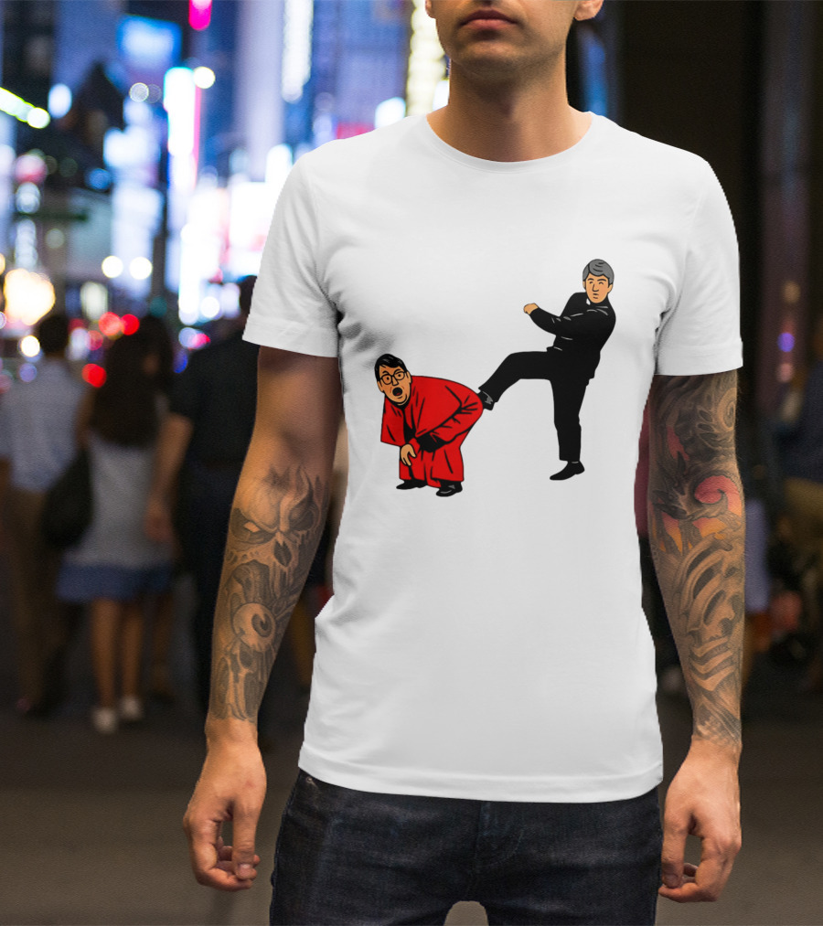 Kicking Random Man Up The Arse Funny Comic Scene T-Shirt
