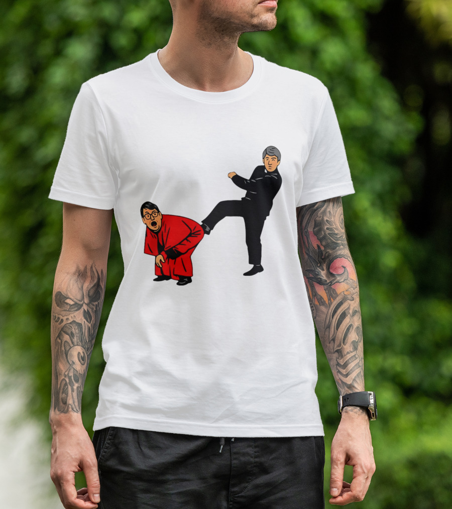 Kicking Random Man Up The Arse Funny Comic Scene T-Shirt