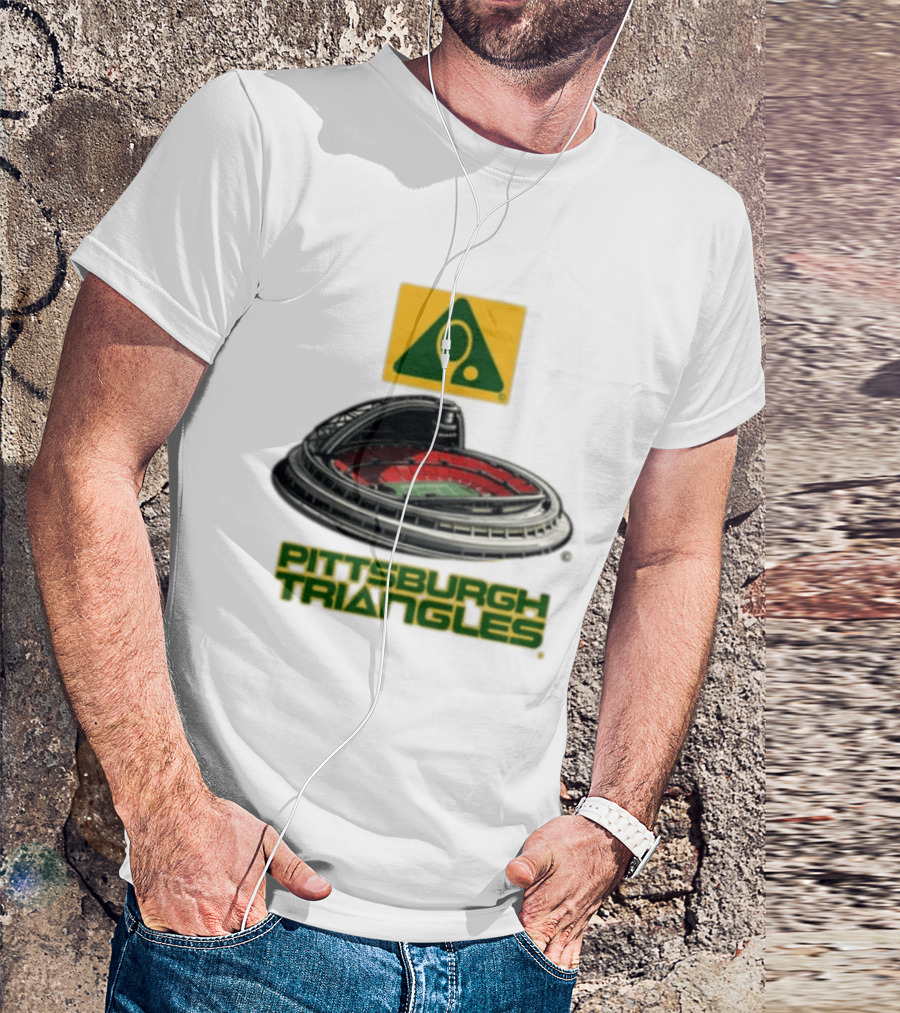 Pittsburgh Triangles Tennis Stadium With Tennis Racket T-Shirt
