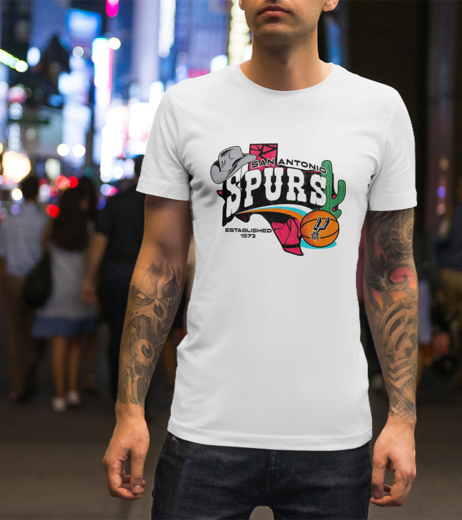 San Antonio Spurs 1973 Cactus Texas Basketball Cowboy Hat T-Shirt