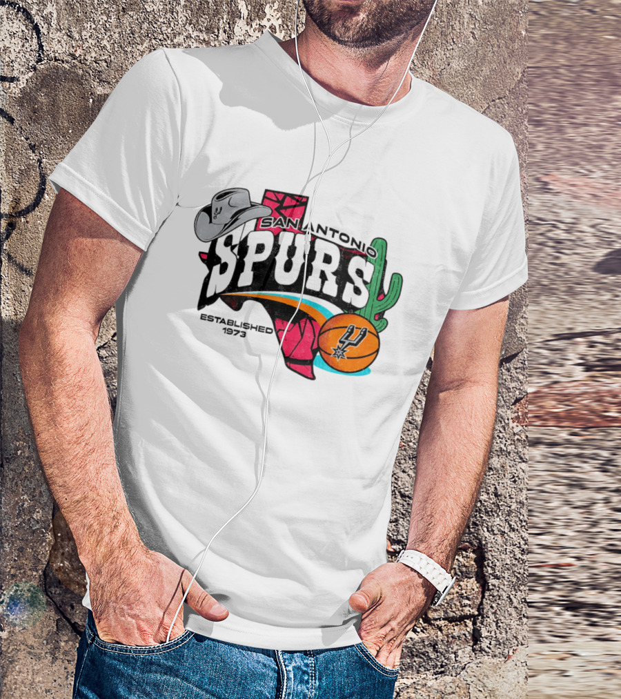 San Antonio Spurs 1973 Cactus Texas Basketball Cowboy Hat T-Shirt