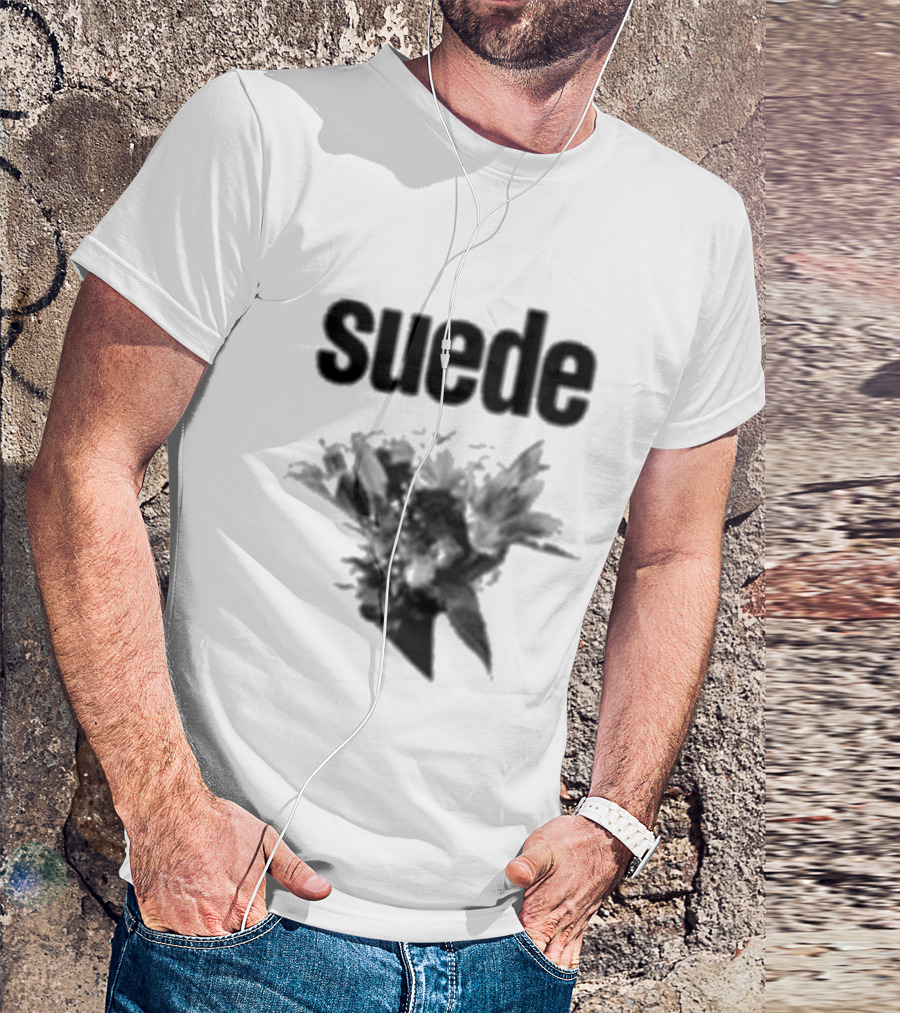 Suede Disintegrate Black And White Floral Explosion T-Shirt