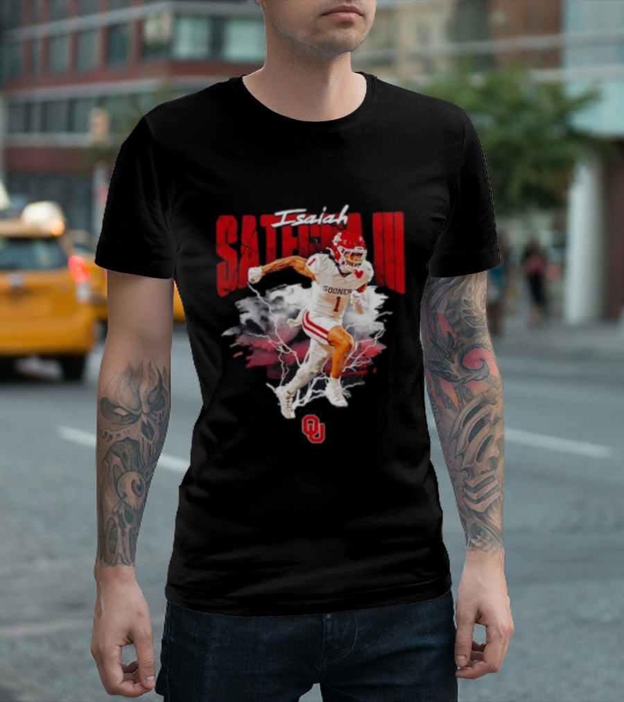 Oklahoma Sooners Isaiah Sategna III Lightning Burst Action T-Shirt
