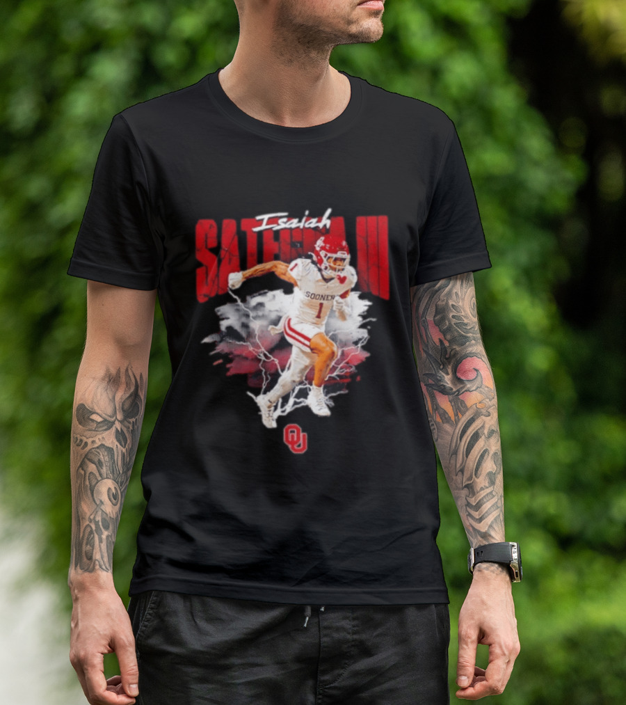 Oklahoma Sooners Isaiah Sategna III Lightning Burst Action T-Shirt