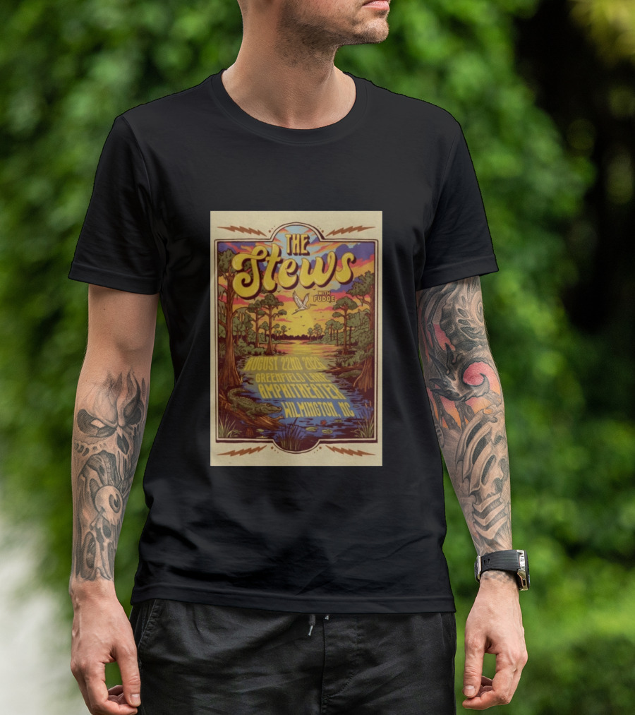 The Stews With Fudge August 22nd 2026 Greenfield Lake Amphitheater Wilmington NC T-Shirt