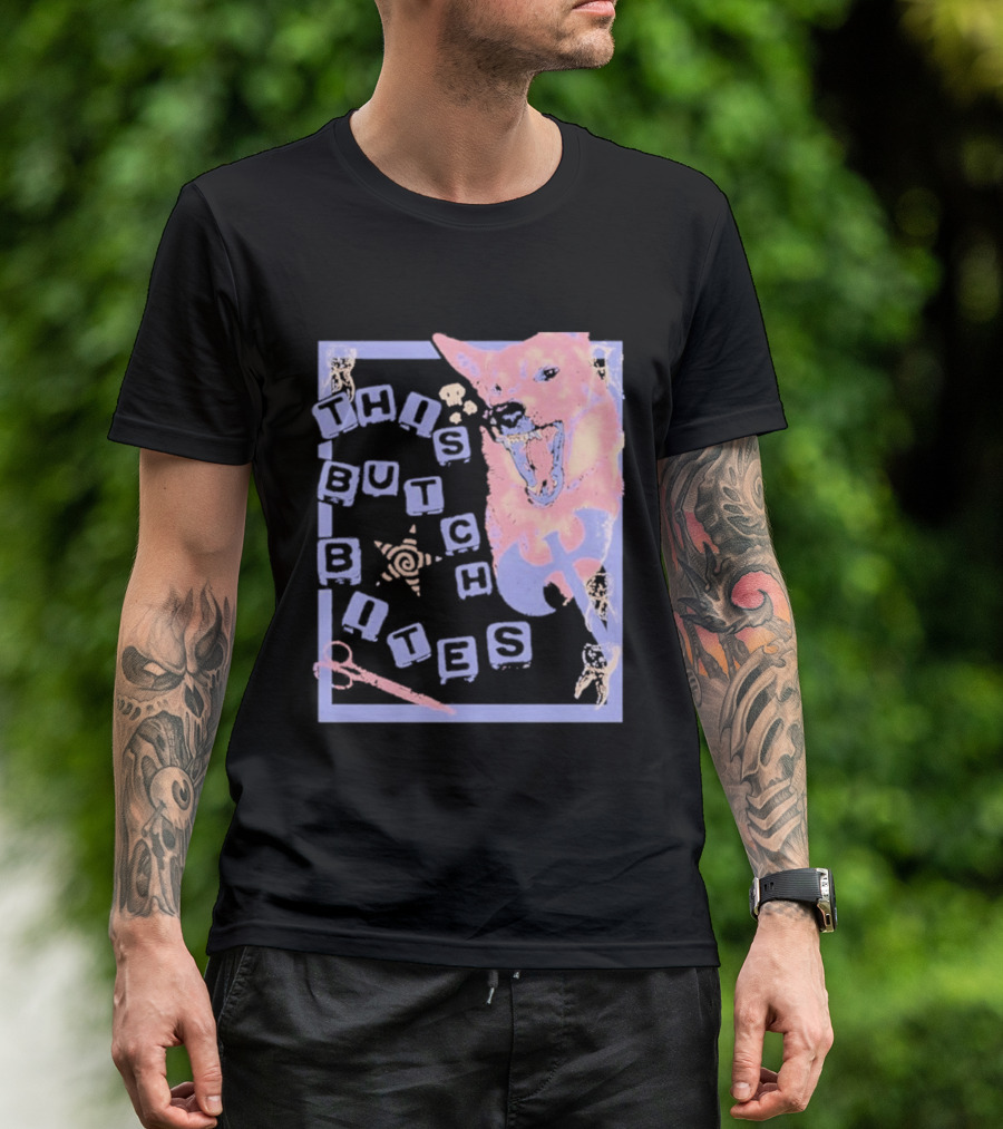 This Butch Bites Dog Retro Vibe Scissors And Blocks T-Shirt