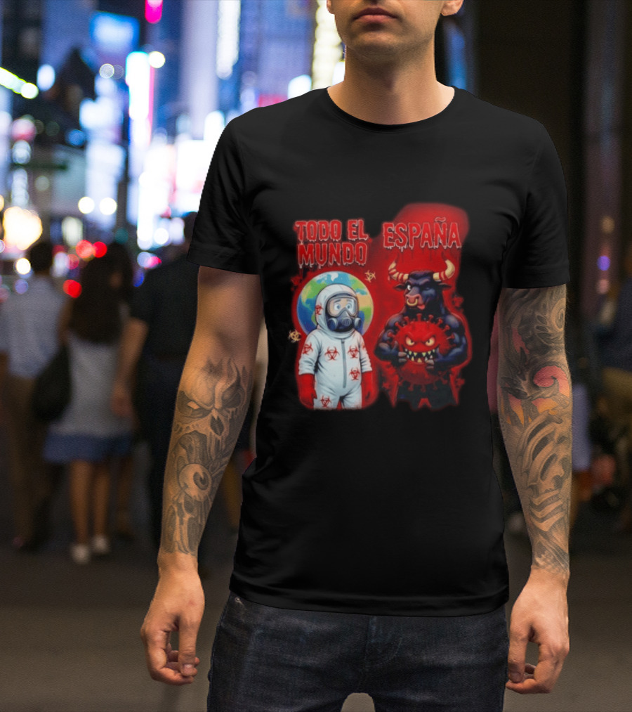 Todo El Mundo España Hantavirus 2026 Hazmat Bull And Virus T-Shirt