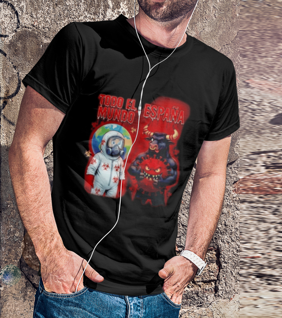 Todo El Mundo España Hantavirus 2026 Hazmat Bull And Virus T-Shirt