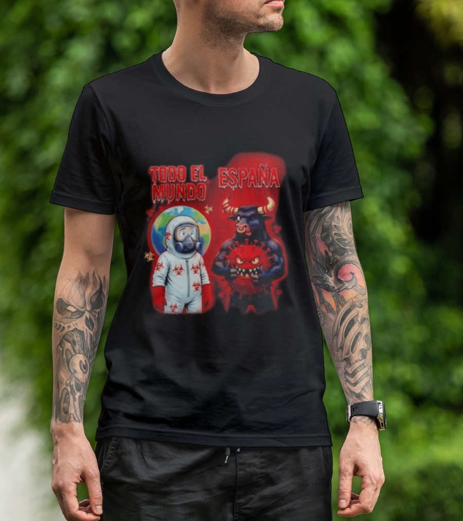 Todo El Mundo España Hantavirus 2026 Hazmat Bull And Virus T-Shirt