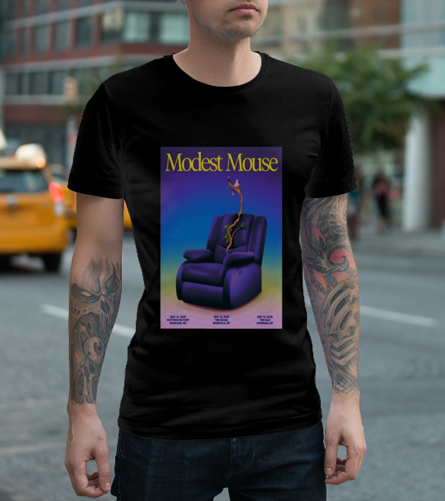 Modest Mouse Tour May 2026 Recliner And Tree Bozeman MT The Elm T-Shirt