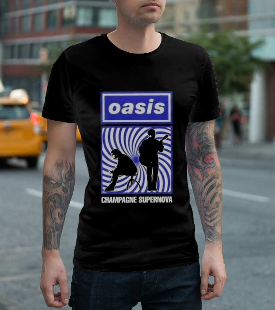 Oasis Champagne Supernova Band Silhouette Spiral T-Shirt