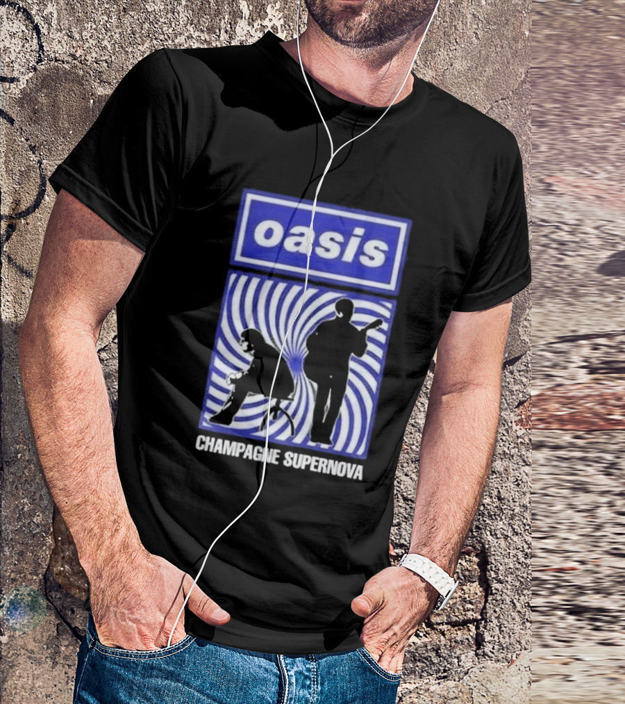 Oasis Champagne Supernova Band Silhouette Spiral T-Shirt