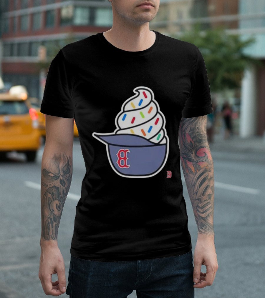 Boston Red Sox Ice Cream Helmet With Sprinkles Baseball Fans T-Shirt