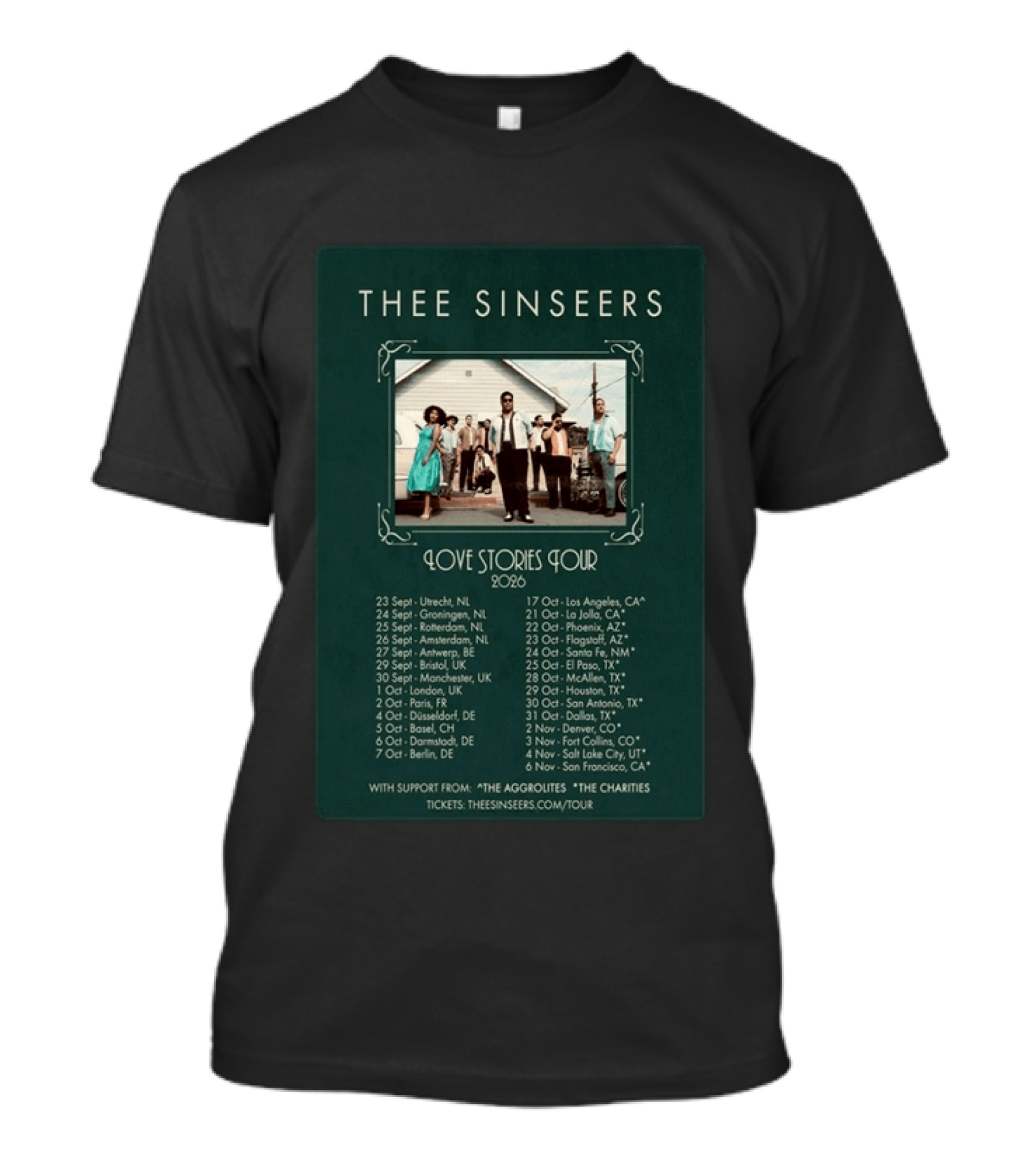 Thee Sinseers Love Stories Tour 2026 With Dates And Locations T-Shirt