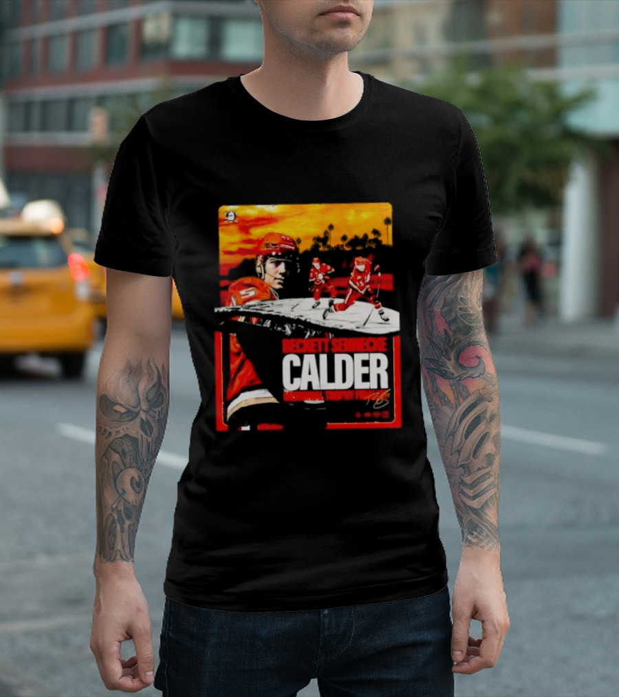 Beckett Sennecke Calder Memorial Trophy Finalist Hockey Player Action Scene T-Shirt