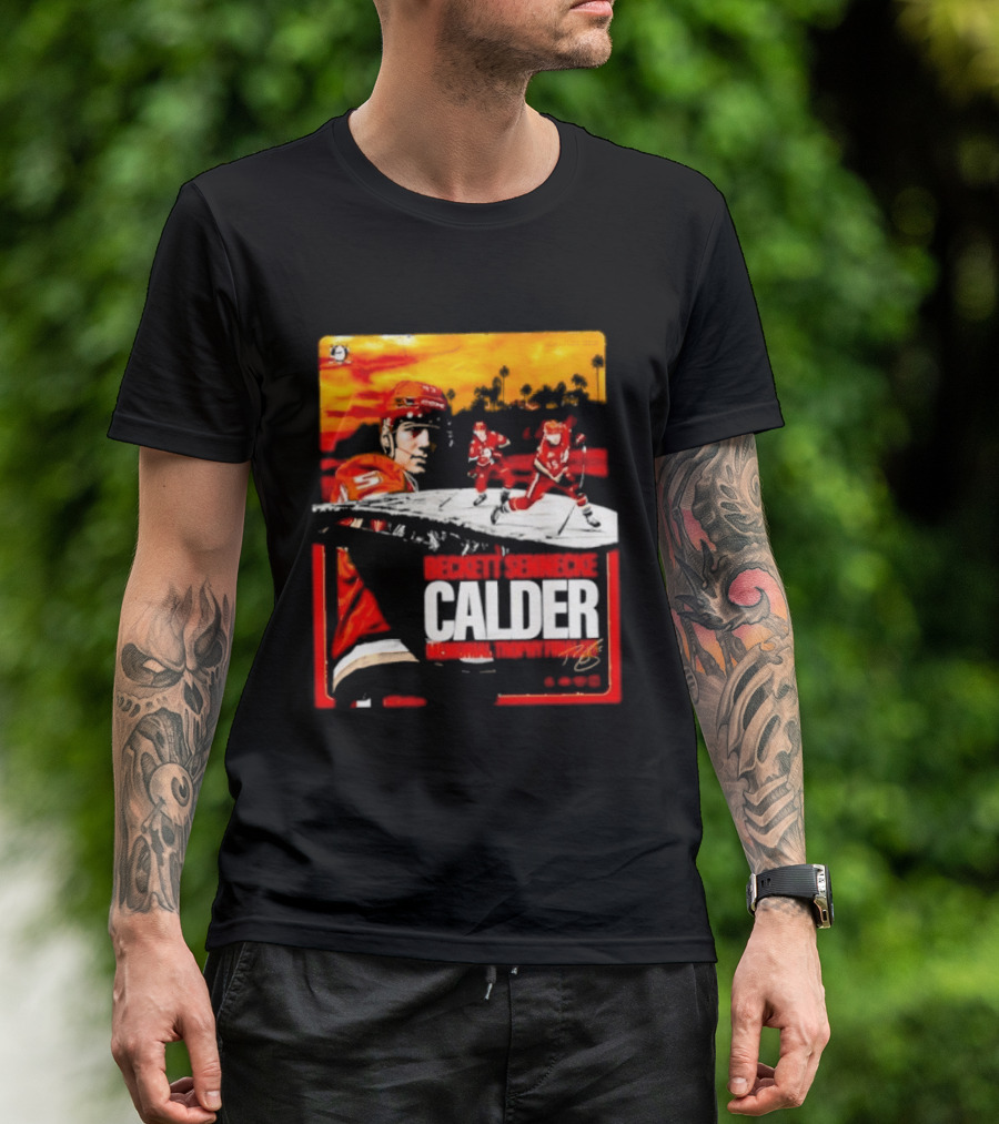 Beckett Sennecke Calder Memorial Trophy Finalist Hockey Player Action Scene T-Shirt