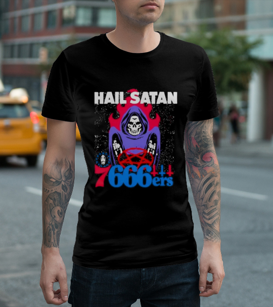 Hail Satan 76ers 666 Flame Creature T-Shirt