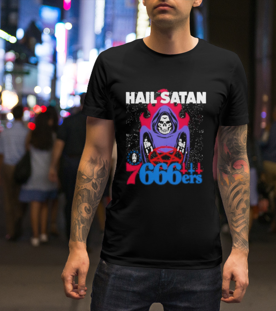 Hail Satan 76ers 666 Flame Creature T-Shirt