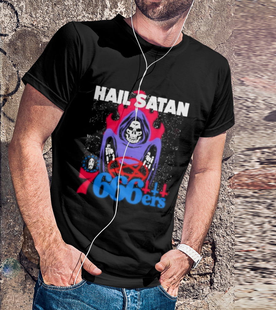 Hail Satan 76ers 666 Flame Creature T-Shirt