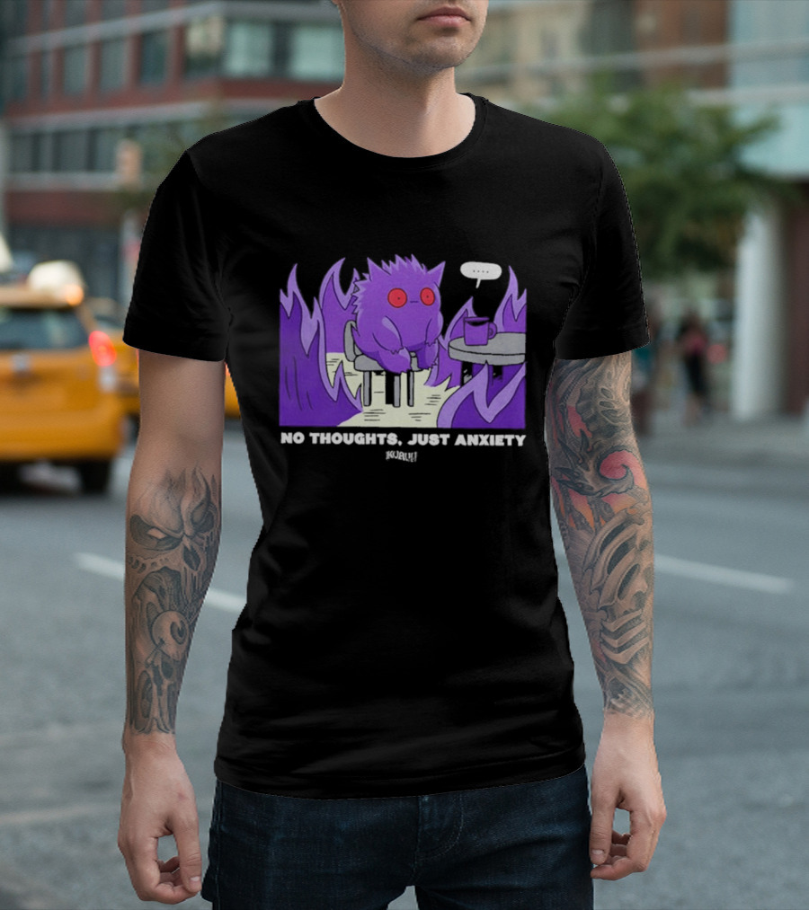 Pokemon Gengar No Thoughts Just Anxiety Purple Flame T-Shirt