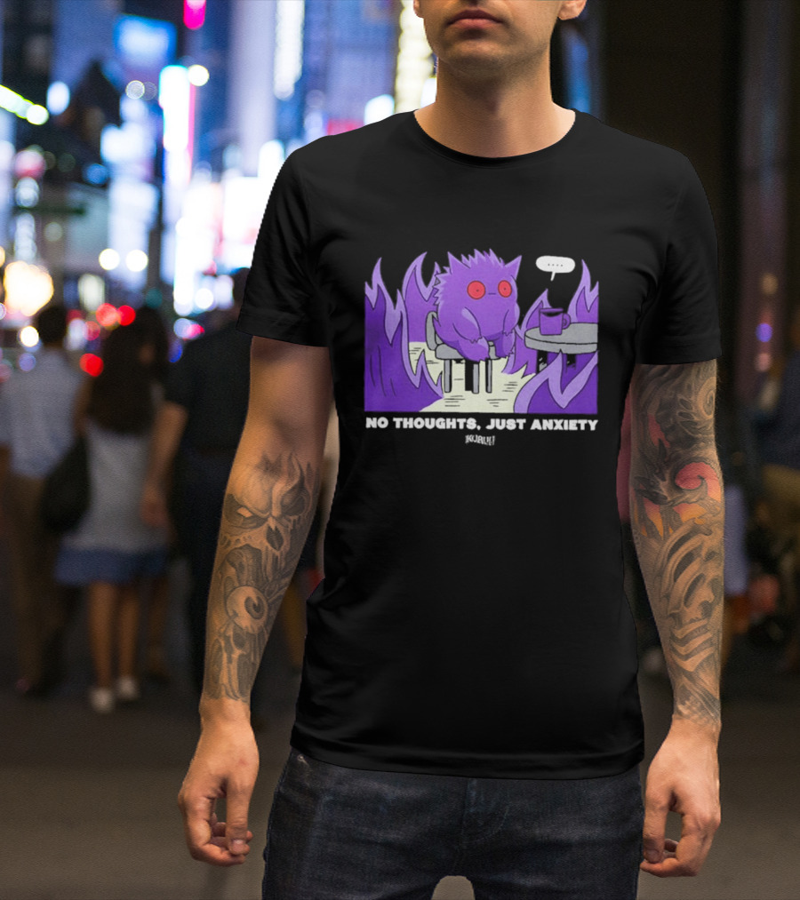 Pokemon Gengar No Thoughts Just Anxiety Purple Flame T-Shirt
