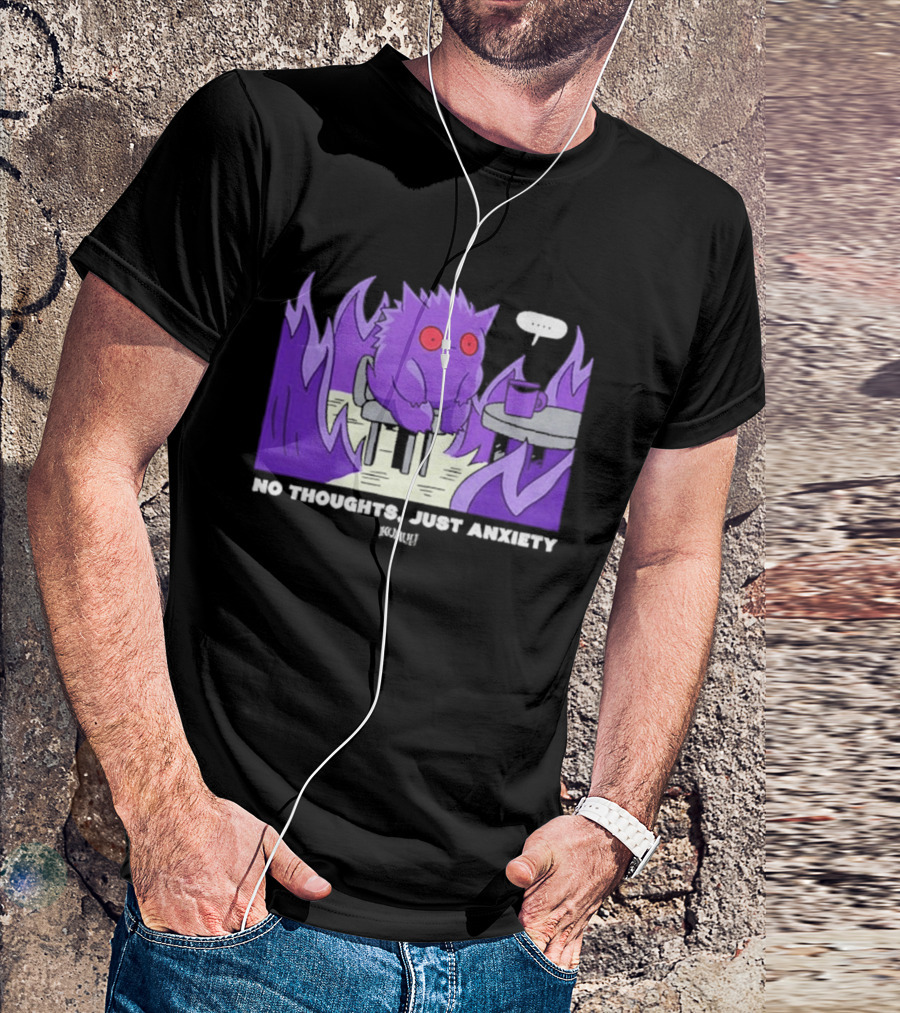 Pokemon Gengar No Thoughts Just Anxiety Purple Flame T-Shirt