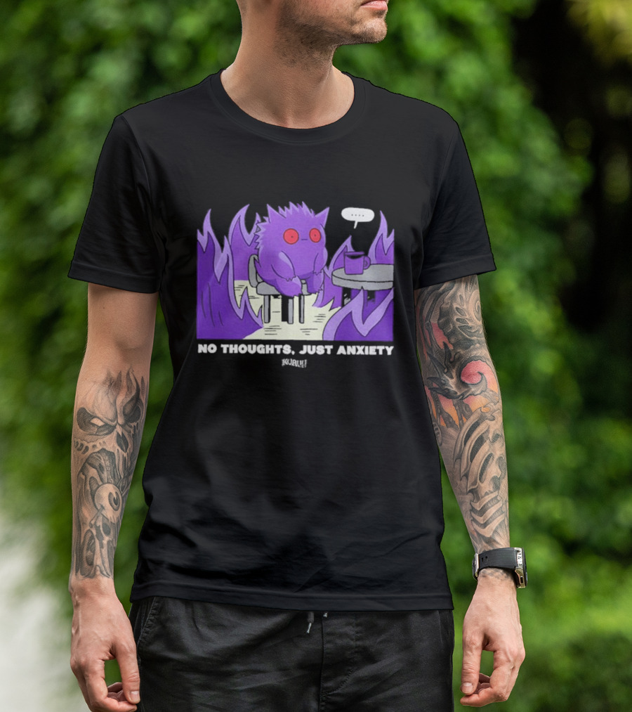 Pokemon Gengar No Thoughts Just Anxiety Purple Flame T-Shirt