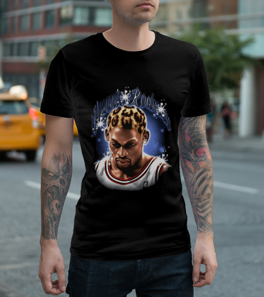 Dennis Rodman Chicago Bulls NBA Number 91 Twinkle Classic Leopard Hair T-Shirt