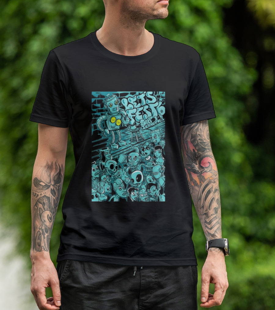 LET'S FEST 6 SEP 9 6 2026 Indianapolis Robot And Alien Crowd T-Shirt
