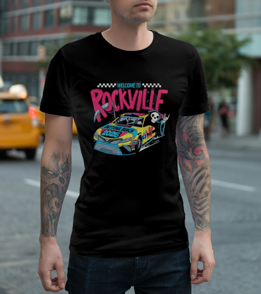 Welcome To Rockville 2026 Daytona Beach Florida Racing Car Devil Horn T-Shirt