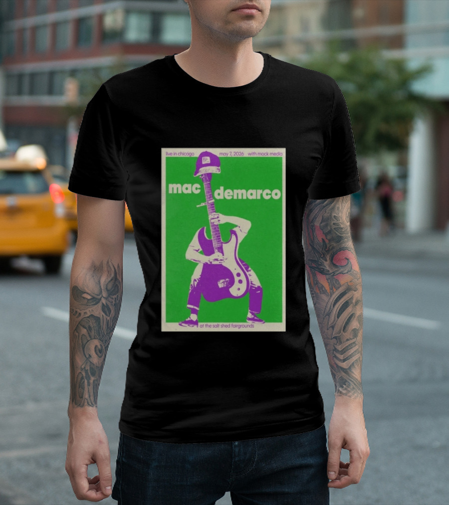 Mac Demarco Live In Chicago May 7 2026 At The Salt Shed Fairgrounds With Mock Media T-Shirt
