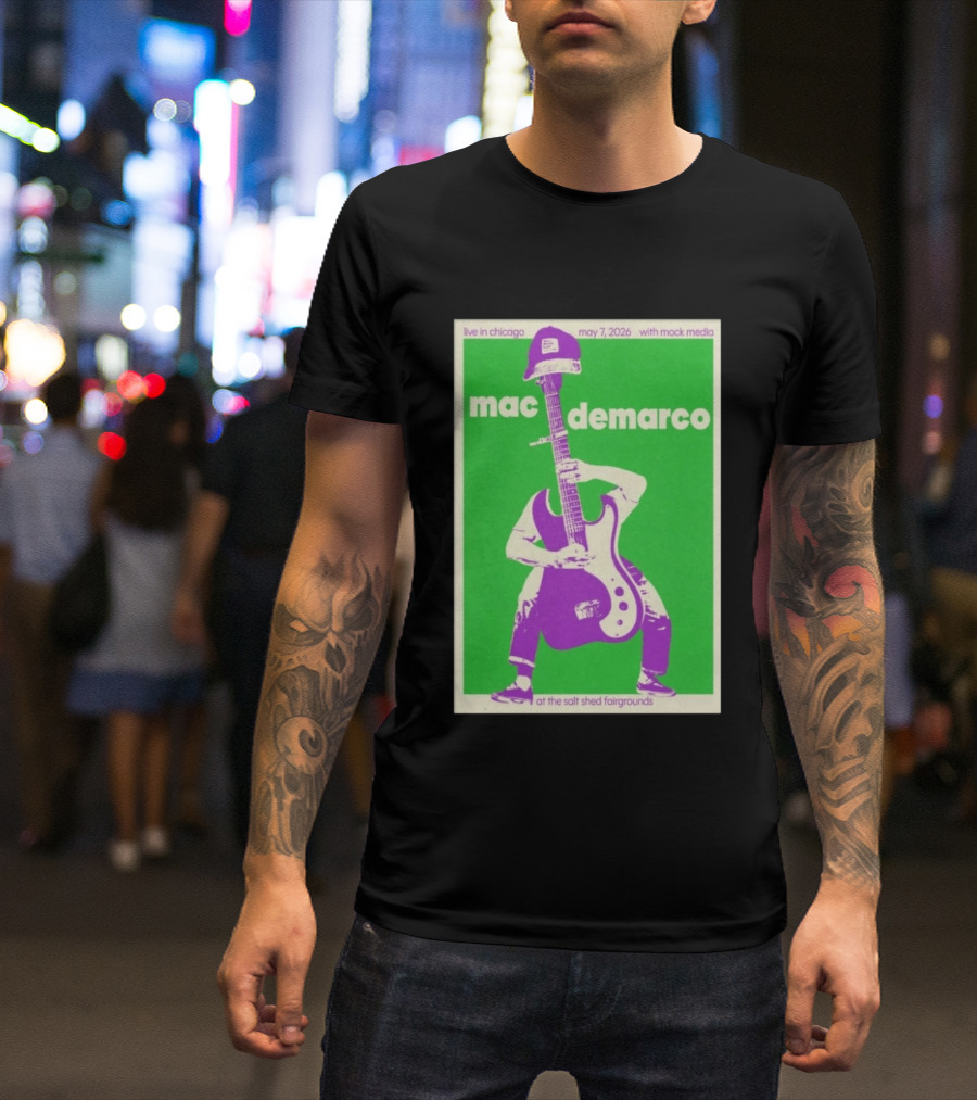 Mac Demarco Live In Chicago May 7 2026 At The Salt Shed Fairgrounds With Mock Media T-Shirt