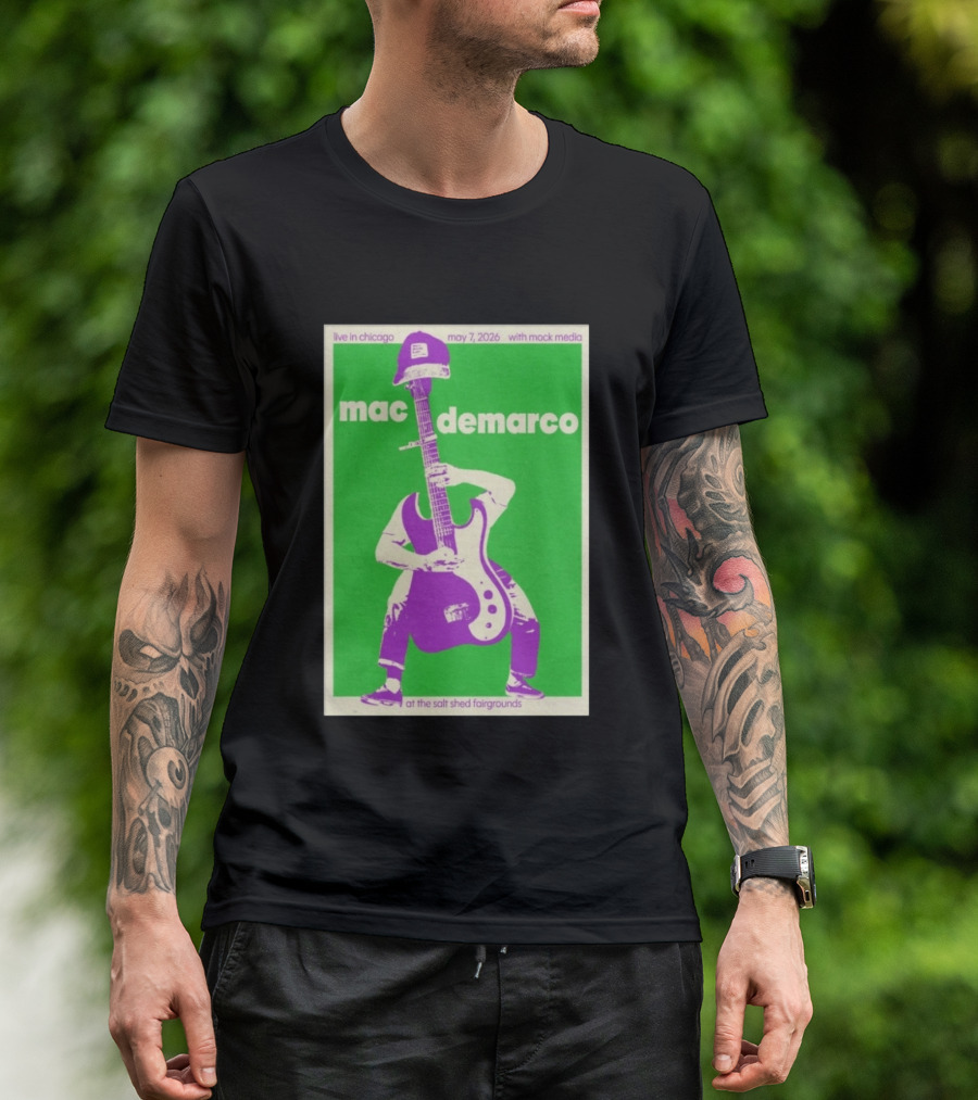Mac Demarco Live In Chicago May 7 2026 At The Salt Shed Fairgrounds With Mock Media T-Shirt