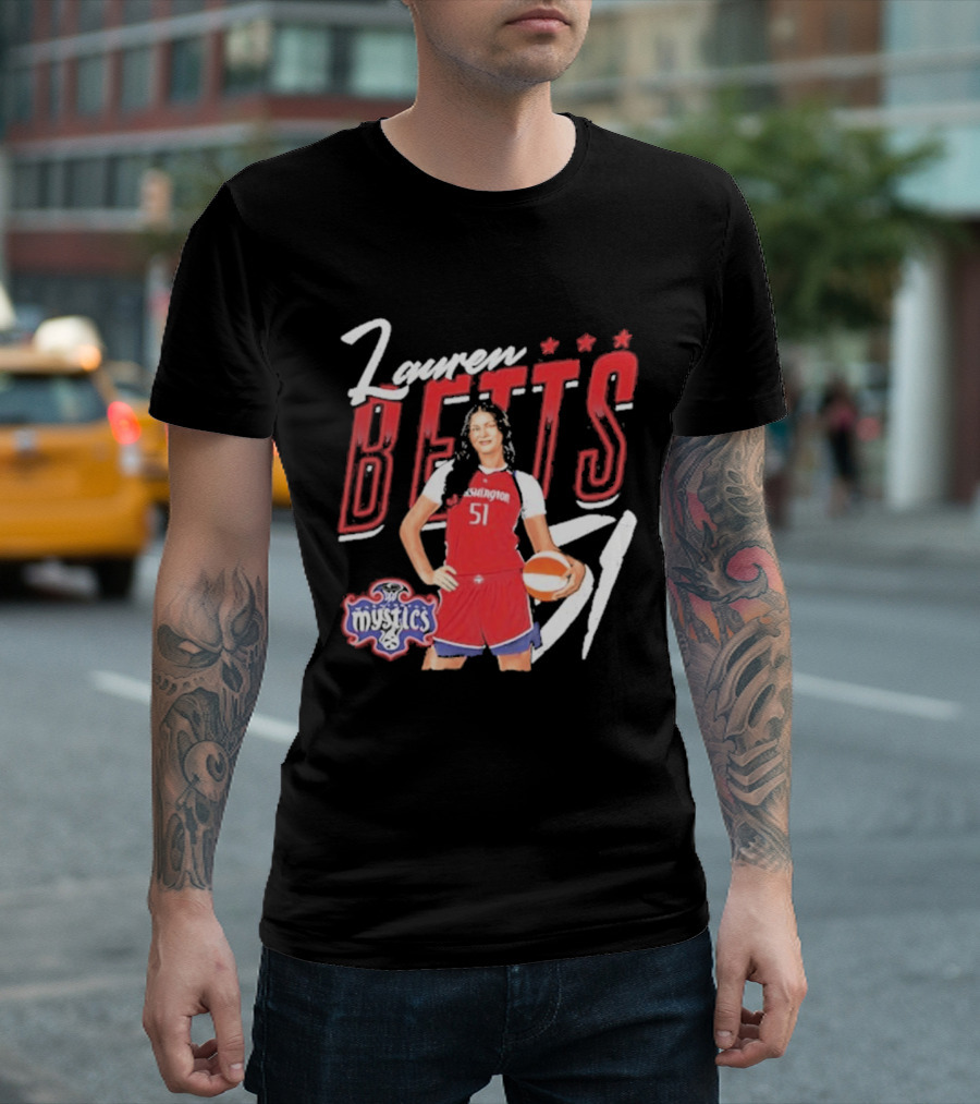 Lauren Betts 51 Washington Mystics WNBA Player T-Shirt