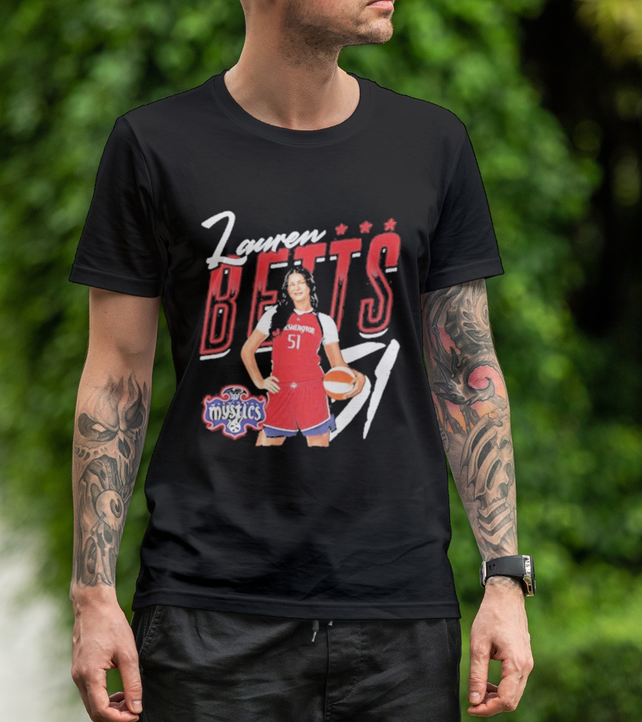 Lauren Betts 51 Washington Mystics WNBA Player T-Shirt